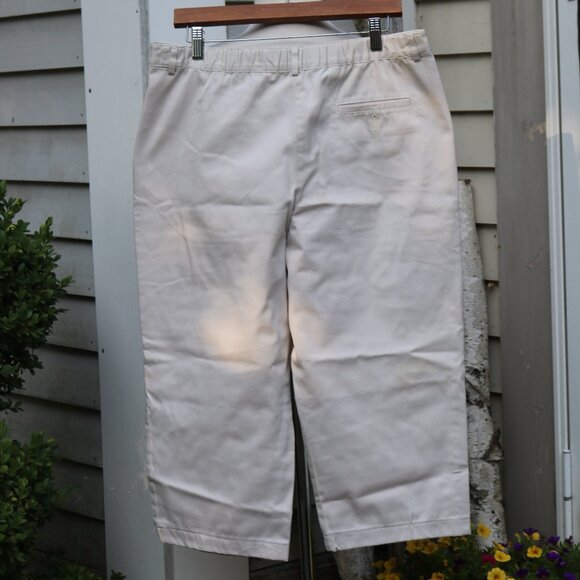LL Bean Petite Bayside Stone Cotton Classic Cropped Khaki Chino Pants Sz 12P - Picture 3 of 4